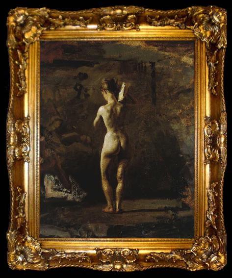 framed  Thomas Eakins Study for William Rush Carving His Allegorical Figure of the Schuylkill River, ta009-2